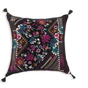 NWT $225 Johnny Was Tinasha Embroidered Velvet Throw Pillow 23"L x 23"W Black